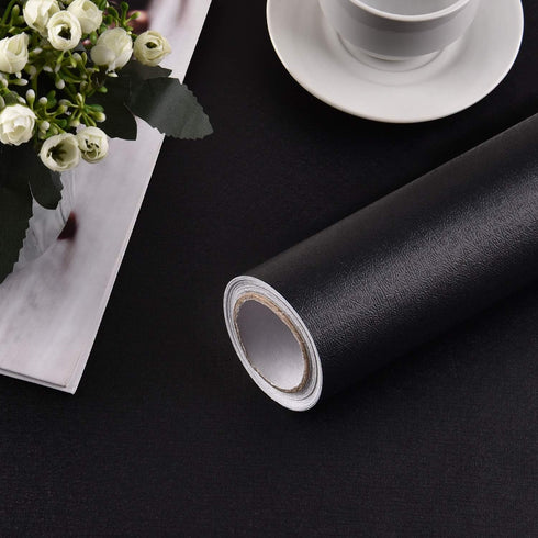 Mecpar Black Contact Paper 17.71 in × 16.4 Ft Durable Black Wallpaper Black Peel and Stick Wallpaper Self-Adhesive Removable Decorative Film Roll ...
