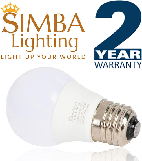 Simba Lighting LED A15 Refrigerator Light Bulbs (2-Pack) 5W 40W Replacement Waterproof Small for Appliances, Freezers, 120V, E26 Standard Medium B...