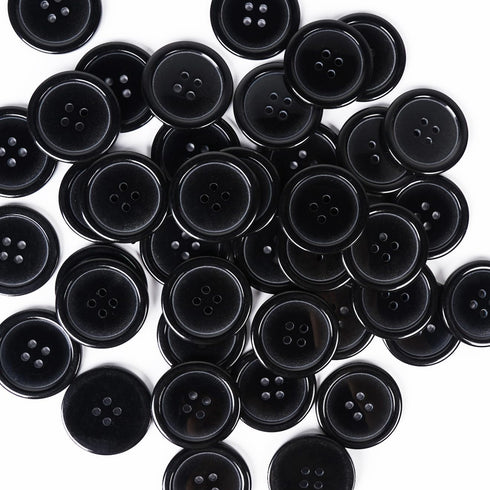 Chenkou Craft Mix Color Plastic Resin Circle Big Button 4 Holes DIY Craft Sewing (Black, 1 1/4"(30mm))...