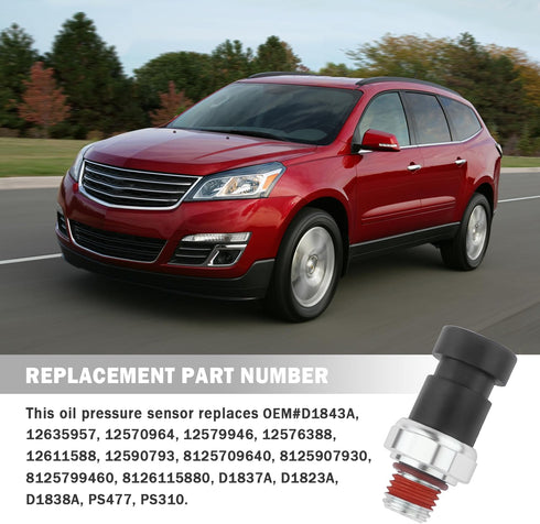Car Engine Oil Pressure Sensor,OEM#D1843A 12570964 Oil Pressure Switch Compatible with Chevy GMC Cadillac Buick Saturn,Ideal Car Accessories Oil P...