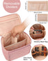 Relavel Makeup Bag, Large Makeup Bag Organizer, Travel Cosmetic Bag with Adjustable Dividers for Women, Washable Train Case with Makeup Brush Hold...