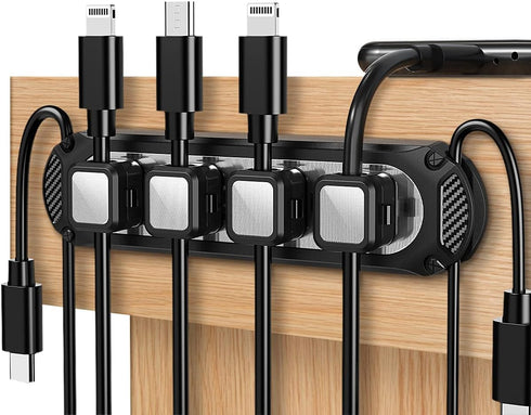Magnetic Cable Holder 6 Slots Cable Clips Cable Management Wire Organizer Under Desk Self Adhesive Sticky for USB Cord Wall Nightstand Car Chargin...