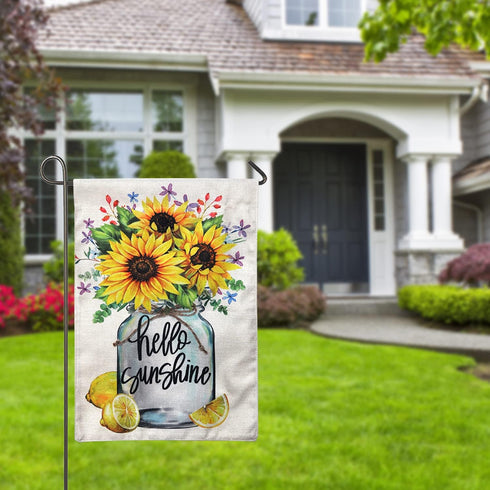 Hello Sunshine Garden Flag Sunflower Summer Fall Outdoor Yard Flags for Garden Decor Double Sided 12.5X18 Inch (Sunflower)...