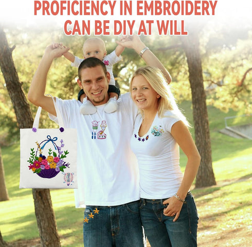 VIVAwisdom 4 Sets Beginner Cross Stitch Kits; Hand Embroidery kit for Adults with Beautiful Embroidery Patterns and Comprehensive Needlework Suppl...