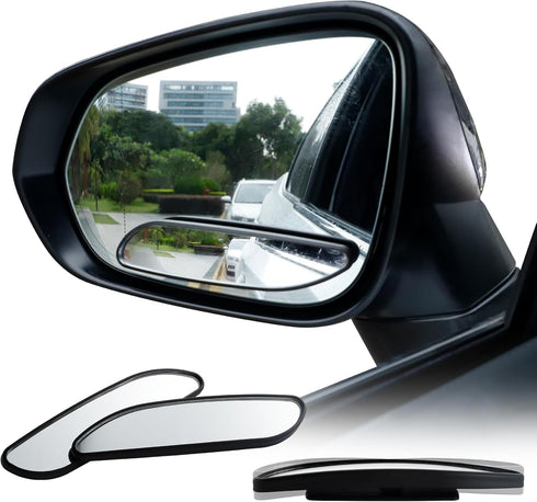 LivTee Blind Spot Car Mirror, Long Framed HD Glass and ABS Housing Convex Wide Angle Side Rearview Mirrors with Adjustable Stick for Universal Car...