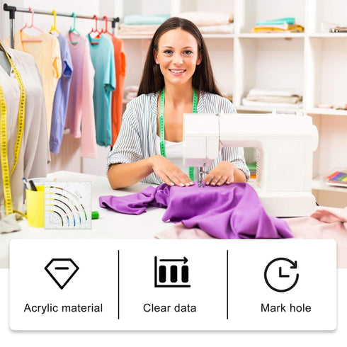 Comforter Quilting Ruler Acrylic Arcs and Fans Circle Cutter Quilter Ruler Tailor Ruler Patchwork Ruler Sewing Ruler for Fabric DIY Craft Scale Ru...