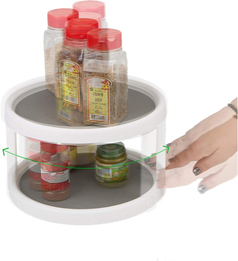 Mind Reader Herb and Spice Rack, Revolving Kitchen Storage Rack, Lazy Susan Countertop Organizer, White...