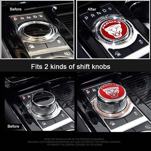 Pursuestar Gear Shift Knob Cover Center Control Switch Decal Trim Sticker fit for Jaguar XFL XE XEL XJ XJL F-PACE F-Type...