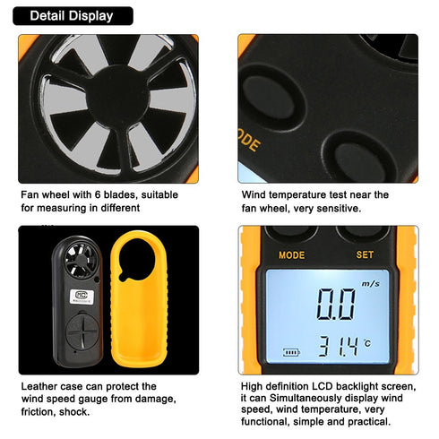 Pocket Anemometer Handheld Mini Wind Speed Temperature Gauge with Digital LCD Display for Windsurfing Kite Flying Sailing Surfing Fishing...
