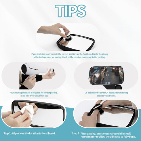 Blind Spot Mirror - PSLER 2" Round Frameless Convex Car Side Mirror, 360° Wide Angle Side View Mirror Accessories with Self Adhesive Back for Car ...
