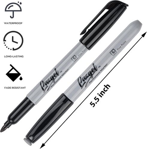 Permanent Markers Bulk, 32 Pack Black Permanent Marker Set, Fine Tip, Waterproof Markers, Premium Smear Proof Pens, Waterproof, Quick Drying, Offi...