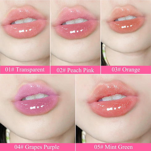 Fruit Flavored Lip Gloss Pearlised Lip Balm Clear Lip Gloss Glow Recipe & Long Lasting Hydrating Tinted Lip Pearlescent Plumping Lip Oil Cute Mini...