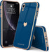 Teageo Compatible with iPhone Xr Case for Women Girl Cute Love-Heart Luxury Bling Plating Soft Back Cover Raised Full Camera Protection Bumper Sil...