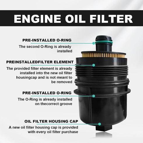 Oil Filter and Cap Assembly Compatible with Jeep 2020 2021 Wrangler JL,2021 Gladiator,2020 2021 2022 Ram 1500 DT Replaces# 68507598AA 68498720AA...