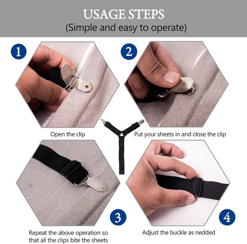TGOOD Gift for Mum!Sheet Fasteners keepers-Adjustable Elastic Bed Sheet Holder Straps for Full,Queen,King Twin Bed,6 Way Cross Sheet Clips Suspend...