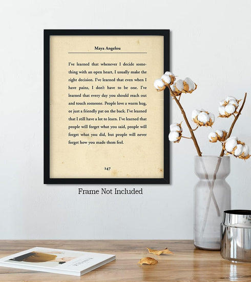 Govivo I've Learned... - Maya Angelou Book Quote Wall Art Decor Print on a beige background - Unframed 8x10 artwork printed on photograph paper...