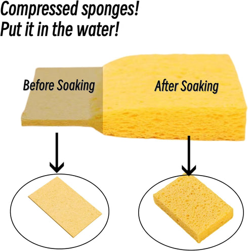 8-Pack Cellulose Sponges Compressed Kitchen Sponges Pack, Dish Washing Scrubbers Pop Up Sponges Scrub Sponges Cleaning Sponge without Scratching...