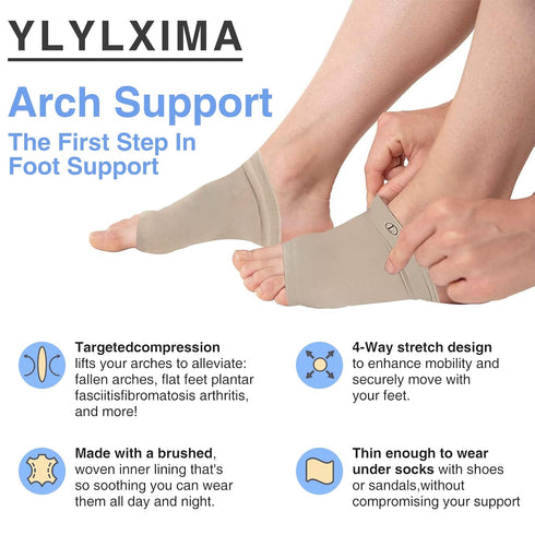 Arch Support Sleeves Compression Arch Support Plantar Fasciitis Relief Brace with Gel Pad Inside Metatarsal Foot Arch Supports for Flat Feet Arch ...