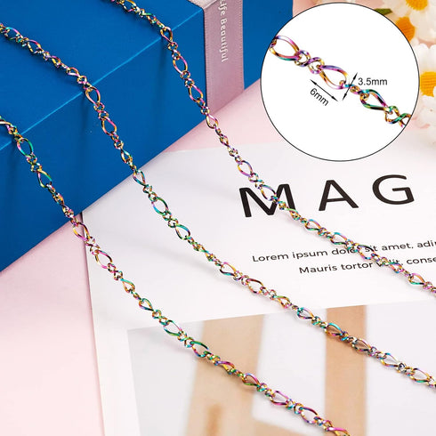 5M Stainless Steel Figaro Chains Multi-color Unwelded Chain DIY Chain Jewelry Set Making Kit for Jewelry Necklace Bracelet Earring Making...