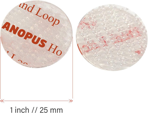 CANOPUS Double Sided Hook and Loop Tape, Reclosable Fastener, SJ3560, Heavy Duty Mounting Tape, Clear 16-PCs 1 in Diameter Circle Pack, with Box C...