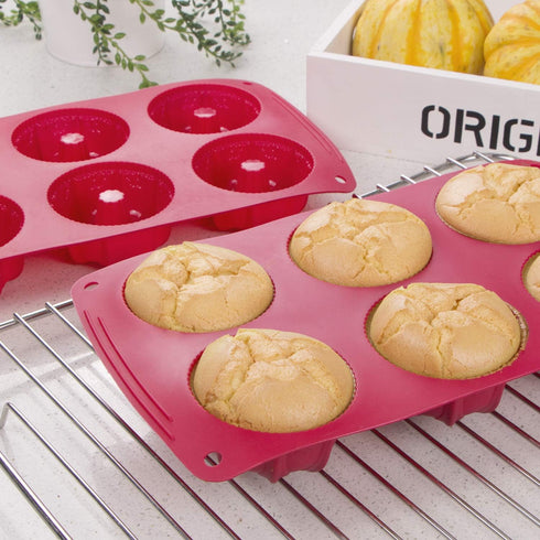 Webake Fancy Fluted Tube Cake Pan Non-stick Silicone Mini Tube Cake Baking Pan Kugelhopf Cake Mold Pack of 2...
