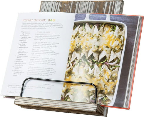 MyGift Torched Wood Cookbook Stand - Recipe Binder Reading Book Display and iPad Tablet Easel with Metal Page Holder and Kickstand...