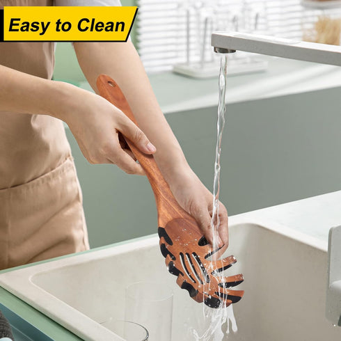 Best Wooden Pasta Spoon Spaghetti Fork 12.5 Inch Long Hand Pasta Serving Utensils Acacia Wood Spaghetti Server Spoon Pasta Forks Spaghetti Ladle P...