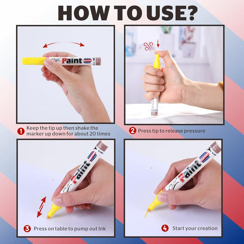 6 Pack Black & White Permanent Paint pens,Never Fade Oil-Based Paint Marker Pens,Medium Tip Quick Dry And Waterproof Paint pens For Rock,Plastic,W...