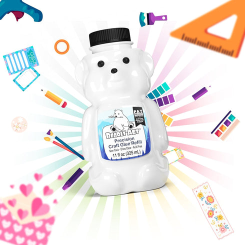 Bearly Art Precision Craft Glue 11fl oz Refill - Archival Acid Free - Dries Clear - Wrinkle Resistant - Flexible and Crack Resistant - Strong Hold...