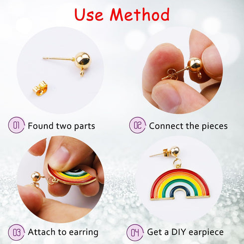 240 Pcs Ball Post Earring Studs with 3 Size Round Ball Earring Posts and 2 Size Butterfly Earring Backs, for Jewelry DIY Earring Making...