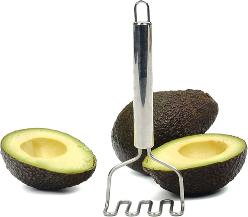 RSVP International Endurance Kitchen Tool Collection Handheld Potato & Avocado Masher, Dishwasher Safe, 7x2.75", Stainless Steel...