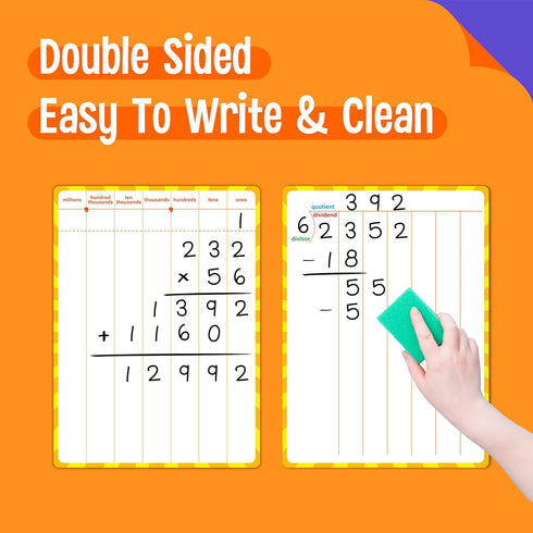 8 Packs Division Whiteboards, Double Sided Dry Erase Board Writable and Erasable Math Learning White Board for Kids, Students, Classroom and Home ...