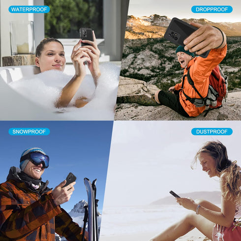 Lanhiem Samsung A13 LTE 4G Case, (NOT for 5G) IP68 Waterproof Dustproof Case with Built-in Screen Protector, Full Body Heavy Duty Shockproof Prote...