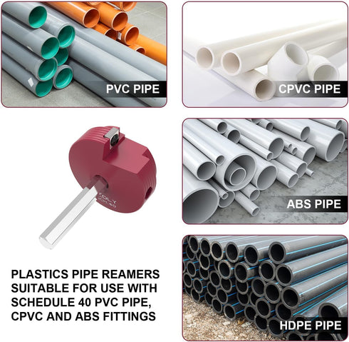 PVC Pipe Reamer with 3/8-Inch Hex Shaft - PVC Fitting Saver for Water Lines, Drain Lines, and Vent Lines - Plumbing Tool for Inside Pipe Cutting -...