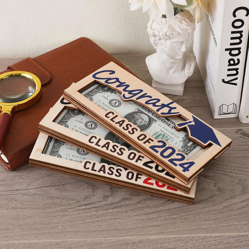 Graduation Money Holder Graduation Gift Wooden Graduation Card Box Cash Holder Envelope Class of 2024 Senior Money Gift for Graduates (2PCS red)...