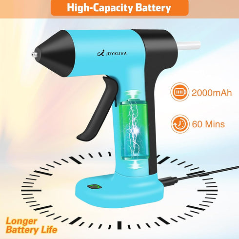 Cordless Glue Gun, USB-C Hot Glue Gun and Sticks Set - 30s Fast Preheating, 2000mAh Rechargeable Battery, Smart Power-Off, 20 Glue Sticks, Mini Gl...