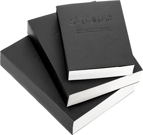 Elsjoy Set of 3 Sketchbook & Drawing Notebook, A5/A4/B5 Blank Sketch Book Travel Journal Notebook with Thick Paper for Drawing & Sketching, Black,...