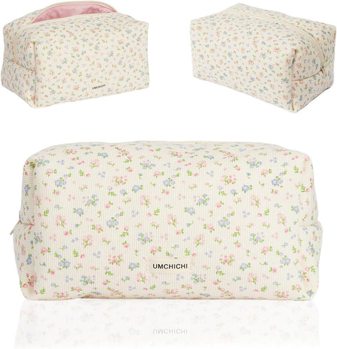 Umchichi' floral large cosmetic bag for Women, Travel Toiletry Bag, Large storage Bag, Travel Makeup Bag, Large Cotton Cosmetic makeup bag, Large ...