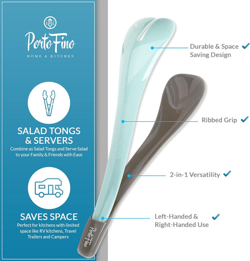 Salad Tongs for Serving - Salad Serving Utensils - Salad Tosser Salad Servers - Salad Spoons for Serving - Space Saving Salad Tools - Plastic Sala...