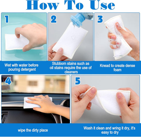12 Pcs Interior Scrubbing Sponge for Leather Plastic Car Microfiber Kitchen Sponge Household Cleaning Sponges Double Sided Dish Sponge Cleaning Ki...