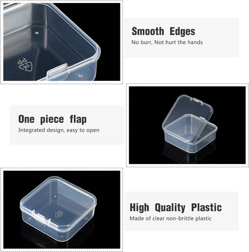 36 Pieces Small Clear Plastic Beads Storage Containers Box with Hinged Lid, Storage Case of Small Items, Crafts, Jewelry, Hardware (2.12 x 2.12 x ...