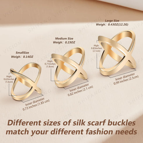 Medium size Scarf Ring?Scarf clip for women’s shawl, Silk Neckerchief, Tshirt,Coat belt buckle,gold/sivler,2Pcs...