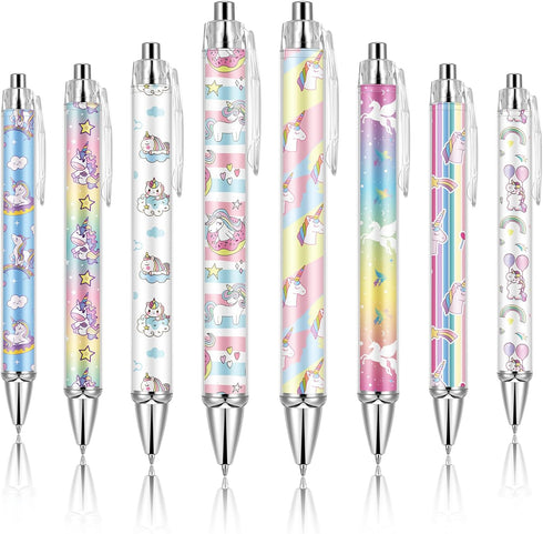 8 Pcs Ballpoint Pens for Women and Girls 1.00 mm Cute Writing Pens Black Ink Fancy Pens Fine Point Smooth Writing Pens for Journaling, Aesthetic S...