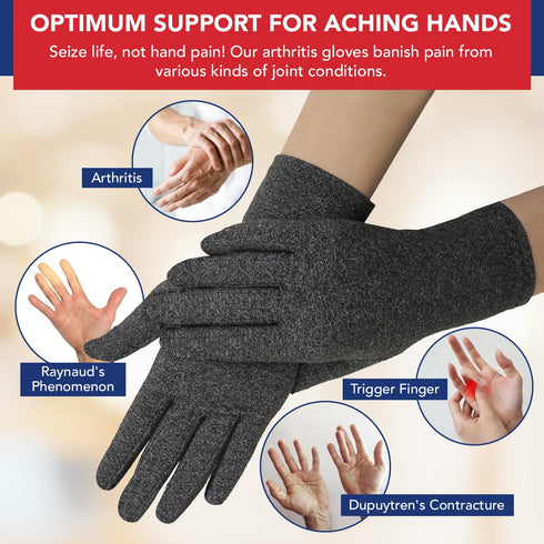 Doctor Developed Arthritis Gloves, Full Finger Compression Gloves for Raynauds, Compression Gloves for Arthritis for Women & Men With Doctor Handb...