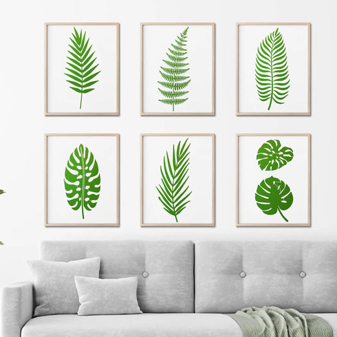 11Pieces Large Leaf Stencil Palm Fern Leaf Stencils for Painting on Walls Nature Tropical Plant Leaves Paint Stencils for Furniture Canvas Home De...