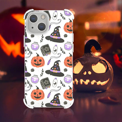 YESPURE for iPhone 14 Case,Cute Pumpkin Ghost Halloween Pattern Design,Transparent Soft TPU Anti-Yellowing Anti-Scratch Shockproof Protective Cove...