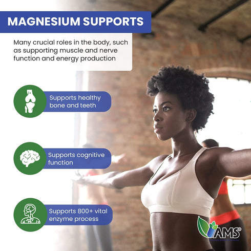 America Medic & Science Magnesium 250 mg (50 Caplets) | Pack of 1 Bottle | Magnesium Oxide Supplement for Men and Women | Supports Healthy Nerve a...