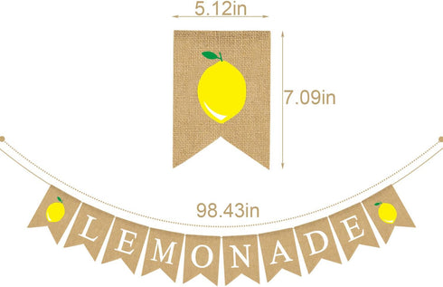 Jute Burlap Lemonade Banner Rustic Summer Lemon Stand Party Mantel Fireplace Decoration...