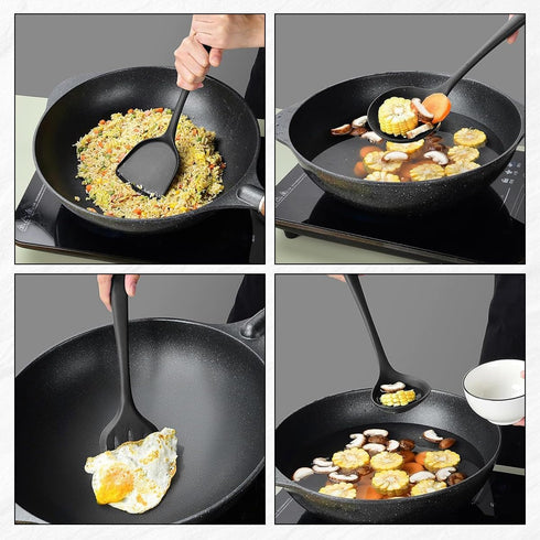 Silicone Cooking Utensils Set, Silicone Kitchen Cooking Utensils Set of 5, High Heat Resistant Long Kitchen Tools, Heat Resistant Silicone Kitchen...
