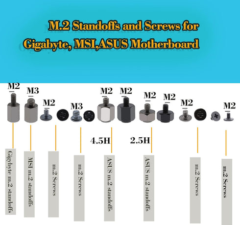 CO-RODE 48pcs M.2 SSD Standoffs and Screws for Asus, Gigabyte, MSI Motherboards...